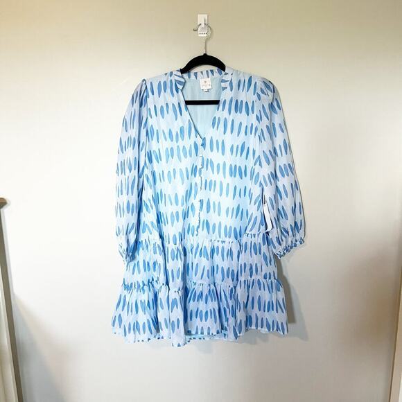 J. Marie The Audrey Button Tiered Dress In Blue Size medium nwt - Picture 1 of 12